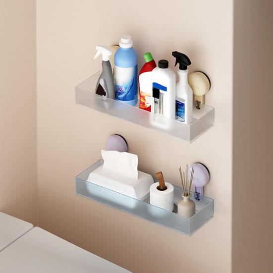 Bathroom Storage Rack Shower Caddy Organizer Load-bearing Easy To Install Suction Cup Strong Wall Floating
