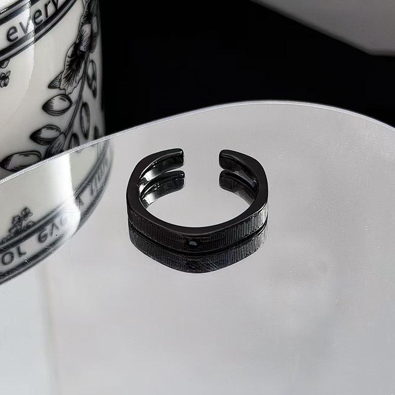 Dark Personality Retro Zircon Cross Bat Open Ring Niche Hip Hop Street Trendy Cool Ring Girl