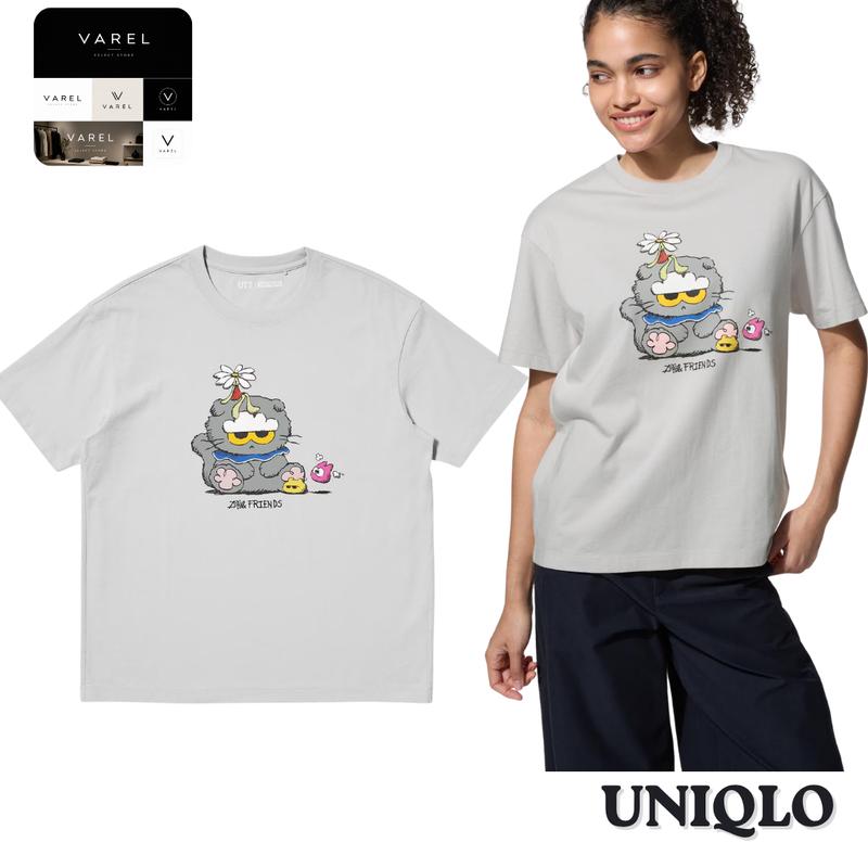 UNIQLO 490277 JOEUN FRIENDS UT Oversized Fit Graphic T-Shirt LIGHT GRAY Women Japan XS