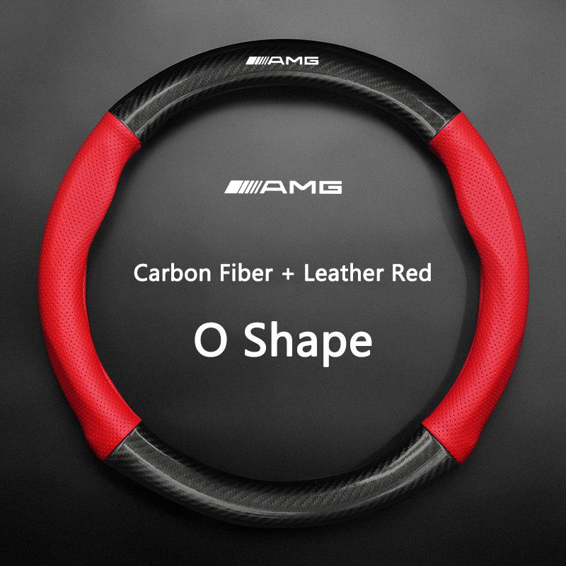OQA4   Carbon Fiber Car Steering Wheel Cover For Mercedes Benz W203 W204 W205 W206 W176 W177 W212 W213 X156 X253 W117 AMG Accessories