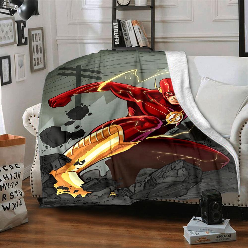 1 Stück Flash Superhelden Decke Polyesterfaser, Ganzjahreskomfort für Sofa, Bett, Büro, Auto, Camping, Ideale Heimdeko & Geschenk, Bürokomfort