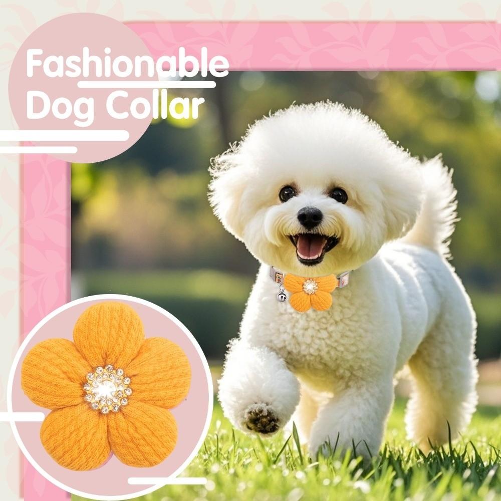 Nylon 3D Flower Dog Collar Rhinestone Pet Shining Collar Fashion Floral Pet Collar Daily Walk