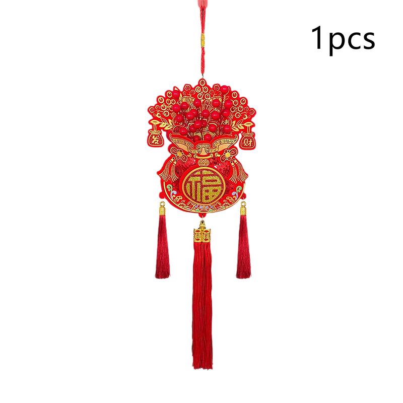 Lucky Bag Shape Chinese New Year Decoration Traditional Design With Tassel Spring Festival Pendants Three-Dimensional Widely Use