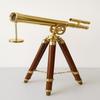 Brass Telescope On Wooden Tripod Nautical Decor