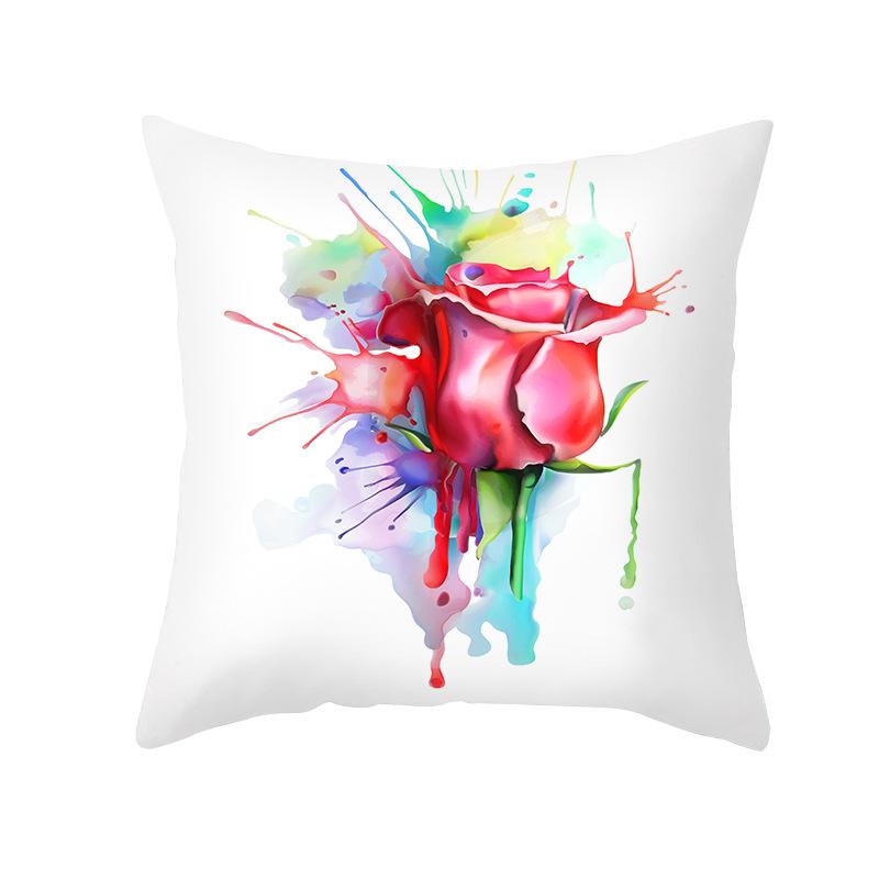 Home Peach Skin Printed Cushion Cover Nordic Green Plant Sofa Cushion Cover Office Cushion Cover