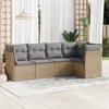 Vidaxl 5-Cz. Set di Mobili da Giardino con Cuscini, Beige, Polyrattan