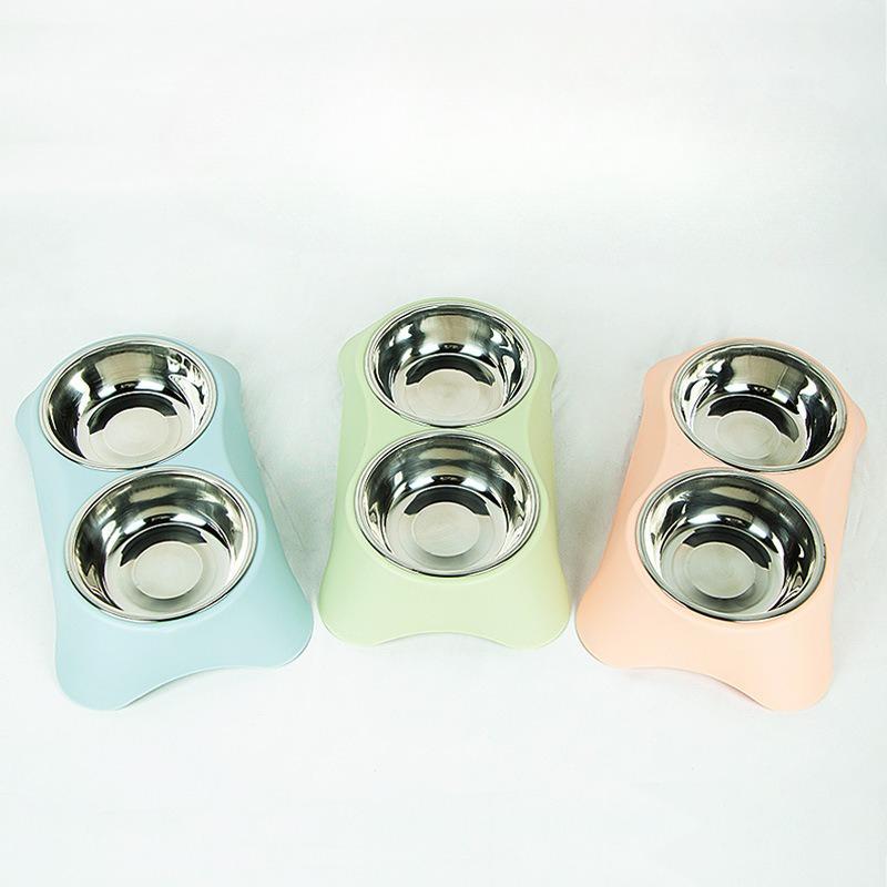 New Type of Pet Bowl, Stainless Steel Double Bowl Integrated, Cat and Dog Food Bowl, Anti-tipping Cat Food Bowl, Pet Food Utensils