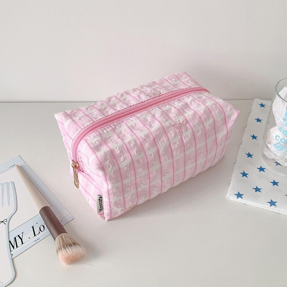 Large Capacity Bow Cosmetic Bag Korean Style Cloth Portable Beauty Case  Vacation Travel