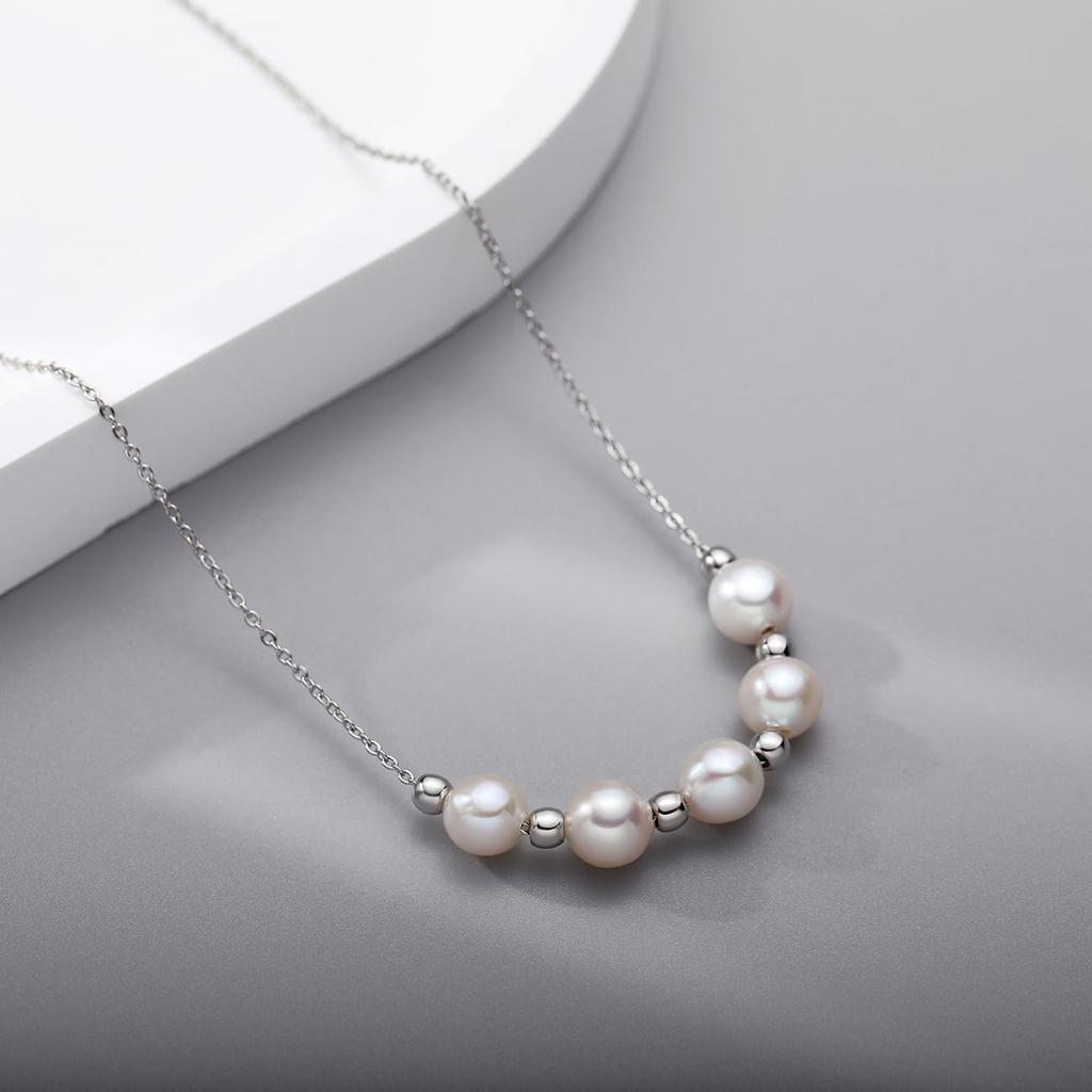 Genuine Pearl Necklace for White Freshwater 14K Handmade 45cm NP11J [Stjarna] Women, Pearl, 6-7mm, Gold, Necklace, Adjustable,