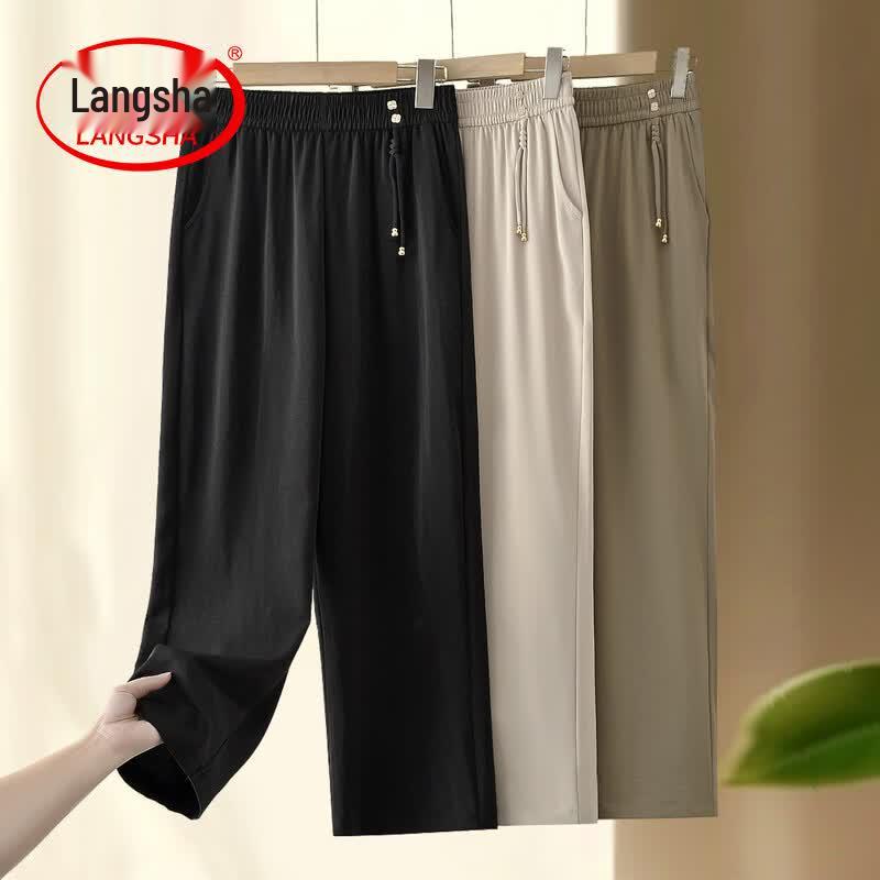 LangSha Women s Loose Wide-Leg Spring/Autumn Trousers 2XL