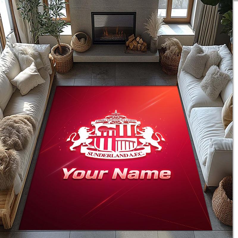 Sunderland FC Printed Crystal Velvet Rug Non‑Slip Crystal Velvet Carpet For Sofa Bedroom Indoor Home Decoration
