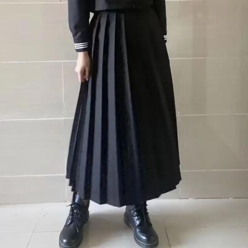 Großformatiges Schwarzes Dreistreifen-Matrosenanzug-Set - Authentischer Japanischer Schulstil für Damen