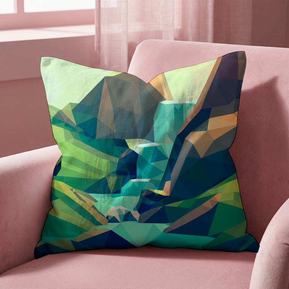 Colorful Geometric Landscape Cushion Cover Multi-Scene Pillow Cover for Home & Car - Reversible, Soft & Durable for Daily Use