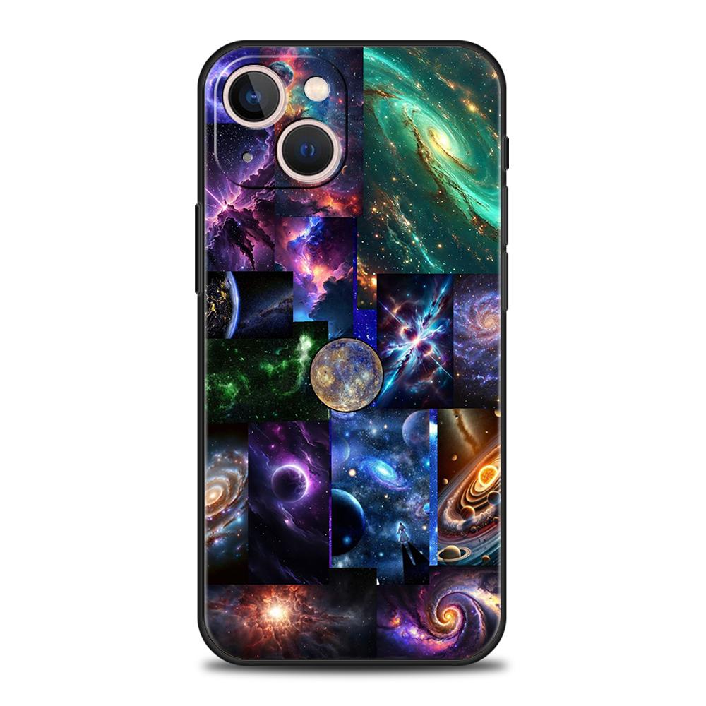 Phone Case Cover for iPhone 17 16 15 14 13 12 Pro Max 11 Pro Max 17 AIR Plus Shockproof Soft TPU Shell Universe Starry Sky Moon