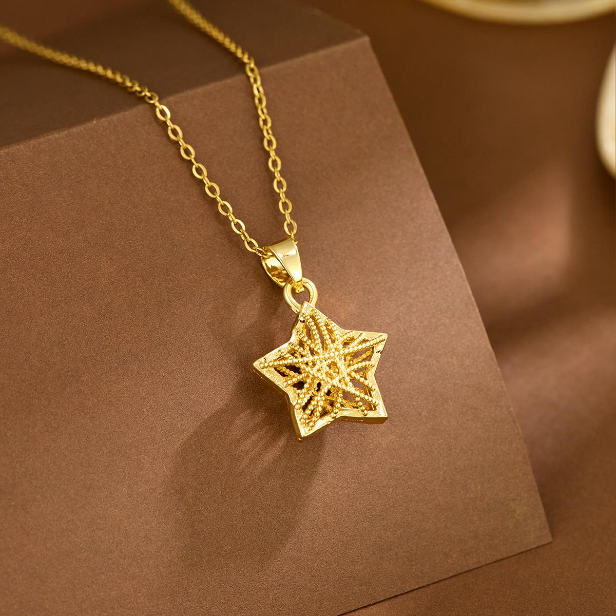 

Inlaid Zircon Five-pointed Star Pendant Necklace Women, Popular Exquisite Fashion Collarbone Chain Accessories Gift