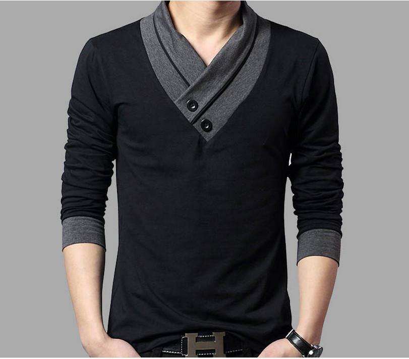 Camiseta De Hombre De Manga Corta Larga Slim Cuello En V Muscle Tee Casual Blusa