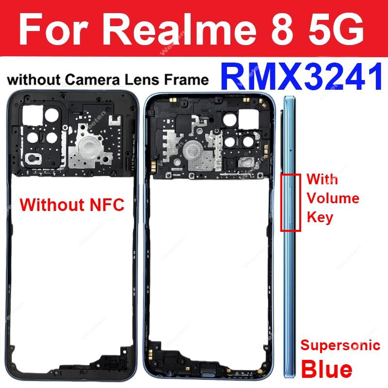 For Realme 8i 8 Pro 8S 8 4G 5G Middle Frame Housing Bezel Middle Frame Cover With Side Button Camera Lens Cover Repair