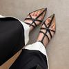 2025 summer new fashion versatile French temperament low heels pointed niche Internet celebrity vacation Roman sandals