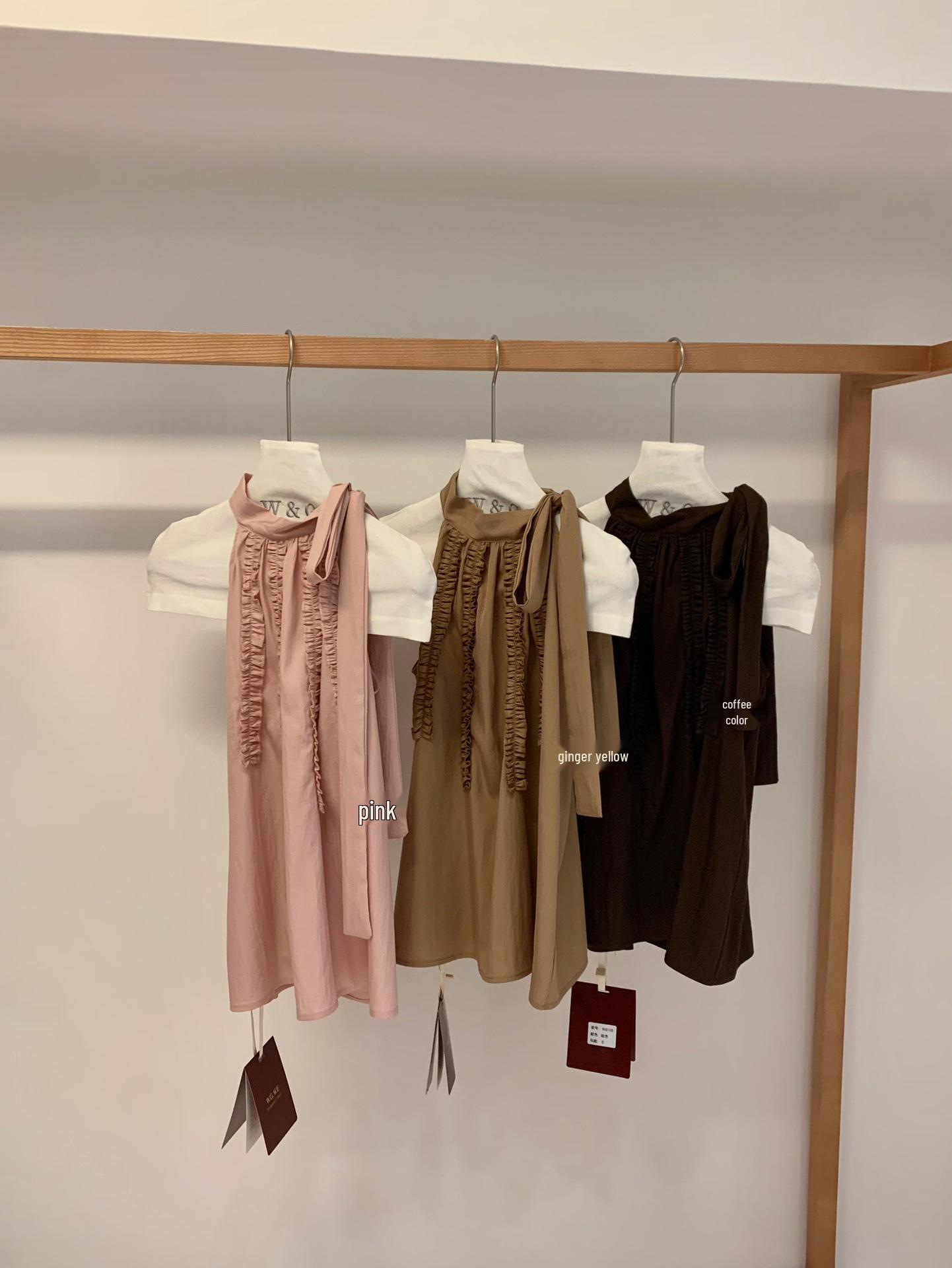 Women s Summer Sleeveless Tank Top with Straps, Halter Neck, and Ruffles - New Arrival Versatile Wear Small розовый