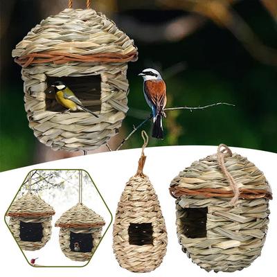 Vögel Nest Vogelkäfig Natürliche Gras Ei Käfig Vogel Haus Hängen Schlafzimmer Häuser Outdoor Pet Parro L7N8