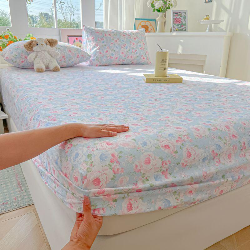New Type A Double-layer Yarn Washed Cotton Bed Sheet Ins Windproof Anti-slip Dustproof Protective Cover for Four Seasons