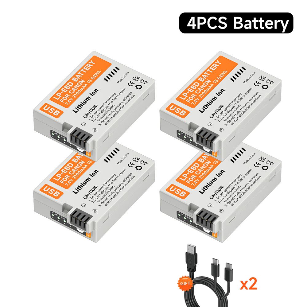 PALO 2100mah LP-E8 Type-C Battery with Indicator Lamp for Canon EOS 550D 600D 650D 700D X4 X5 X6i X7i T2i