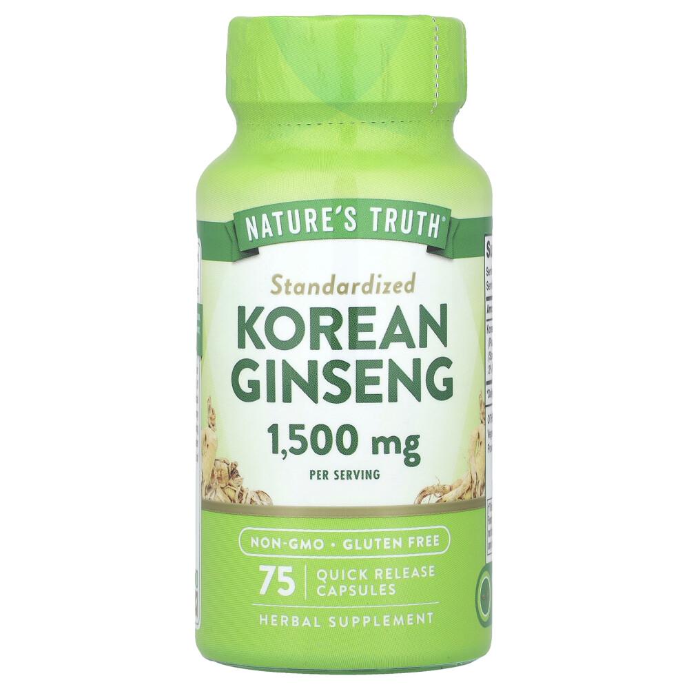 Nature's Truth Standardized Korean Ginseng 1500mg 75 Tablets (500mg per Capsule)