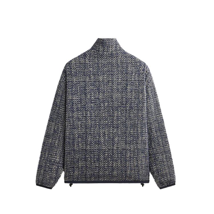 Kith Textured Tweed Claremont Full Zip Cave Men Tops Blue KHM010665-5032