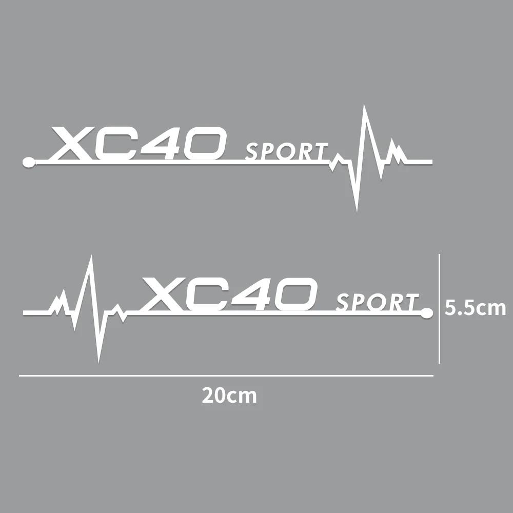 2Pcs Volvo Car Window Body Stickers, Heartbeat Sport Logo Decor Decals for XC40 XC60 XC90 S60 S90 V50 Auto Exterior Accessories