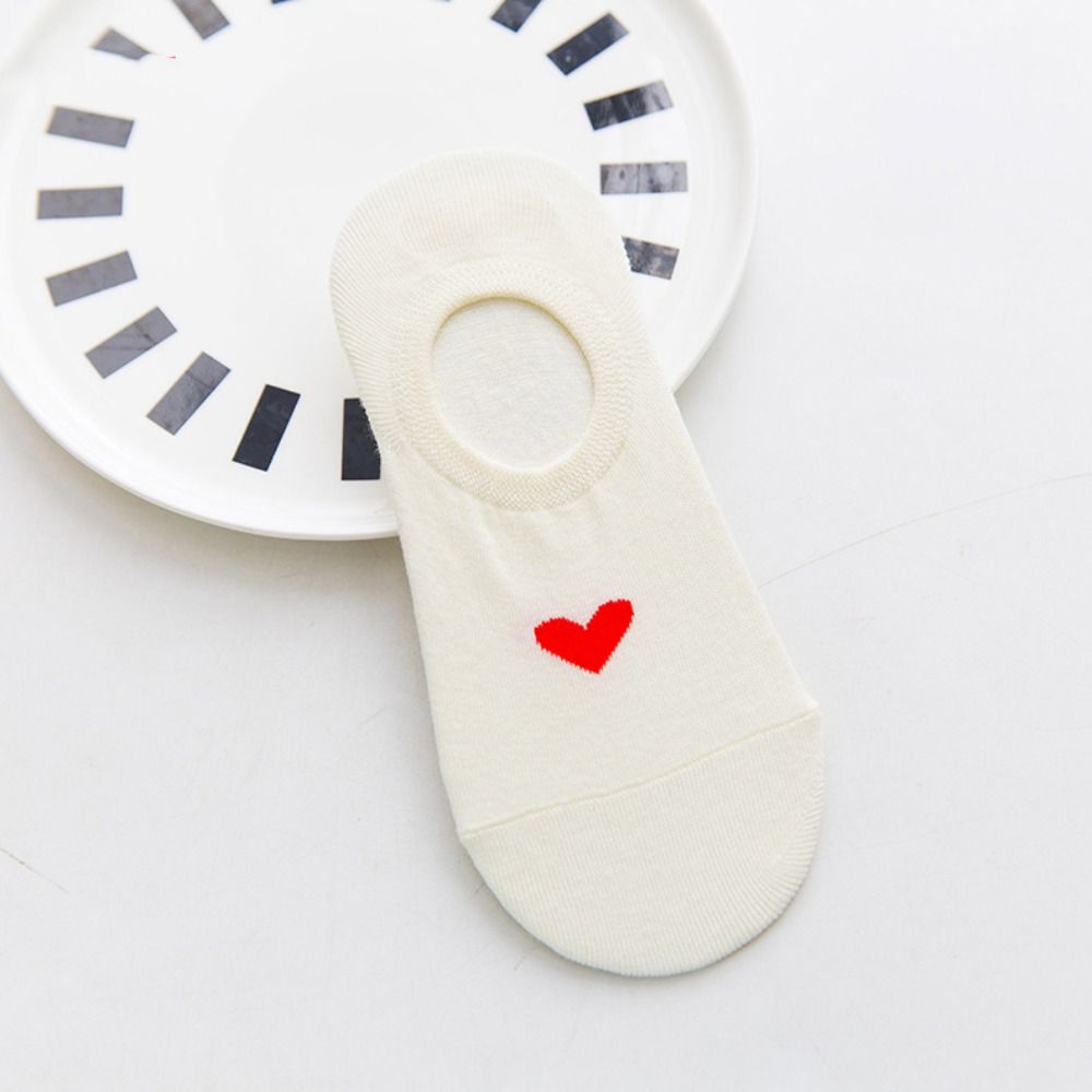 5Pairs Sweet Boat Socks Love Heart Invisible Socks Breathable Short Tube Socks  Daily