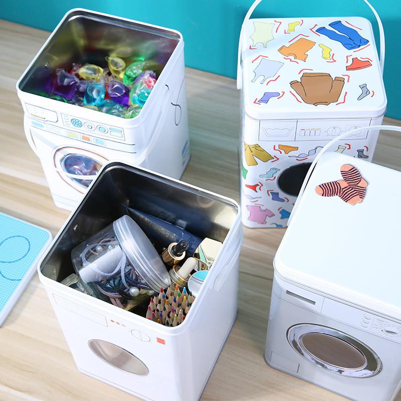 Storage Tinplate Foldable Box With Lid Desktop Organizer For Study Decor Room