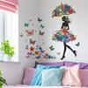 Butterfly Wall Stickers with Girl Silhouette Creative Home Decor for Bedroom Living Room Hallway Background Wall Art Decal