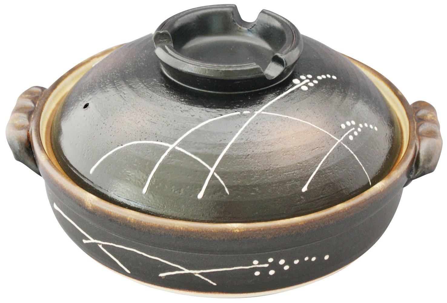 

Banko ware earthenware pot (deep pot), size 7, for 2-3 people, Wheat Harvest design, 02265