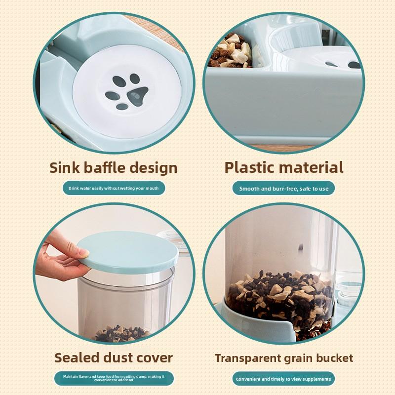Cat Automatic Feeder, Water Dispenser, Integrated Cat Food Bowl, Cat Bowl, Dog Bowl, Double Bowl, Dog and Cat Water Bowl, Pet