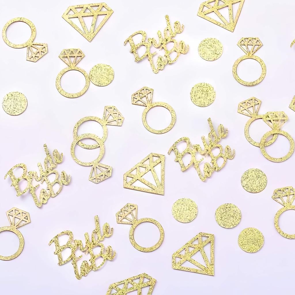 100 Pcs Golden Bride To Be Bachelorette Party Table Confetti, Diamond Ring Table Decor for Wedding Bridal Shower Engagement Party