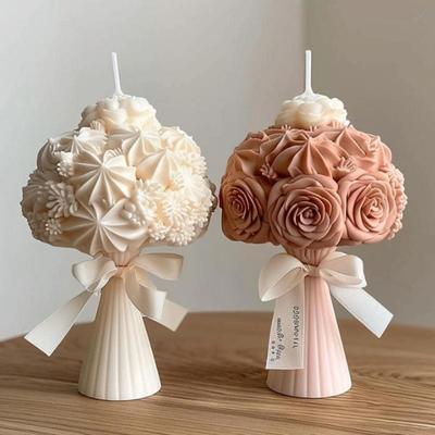 Nuovo Stampo in Silicone a Mazzo di Rose 3D Stampo a Grappolo di Fiori di Crisantemo Stampo in Resina Fiore Peonia Stampo in Gesso Regalo di San Valentino