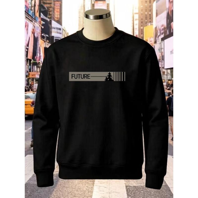 Men's New Fashion Crew Neck Sweatshirt - Loose Fit Long Sleeve Casual Trendy Style, Suitable For Daily Wear, Digital Print