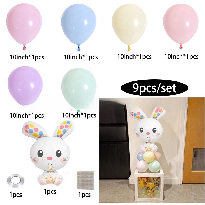 Easter Balloon Wreath Arched Rabbit Theme Party Background Arrangement Scene Decoration Colorful Latex Cross