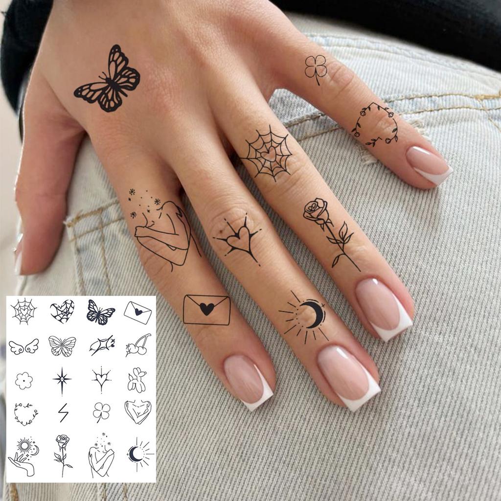 1 Hoja Mariposa Gato Ballena Tatuajes Temporales Para Mujeres Dedo Cuello, Pegatinas de Tatuaje Falso Larga Duración Realista Tatuaje Uso Diario