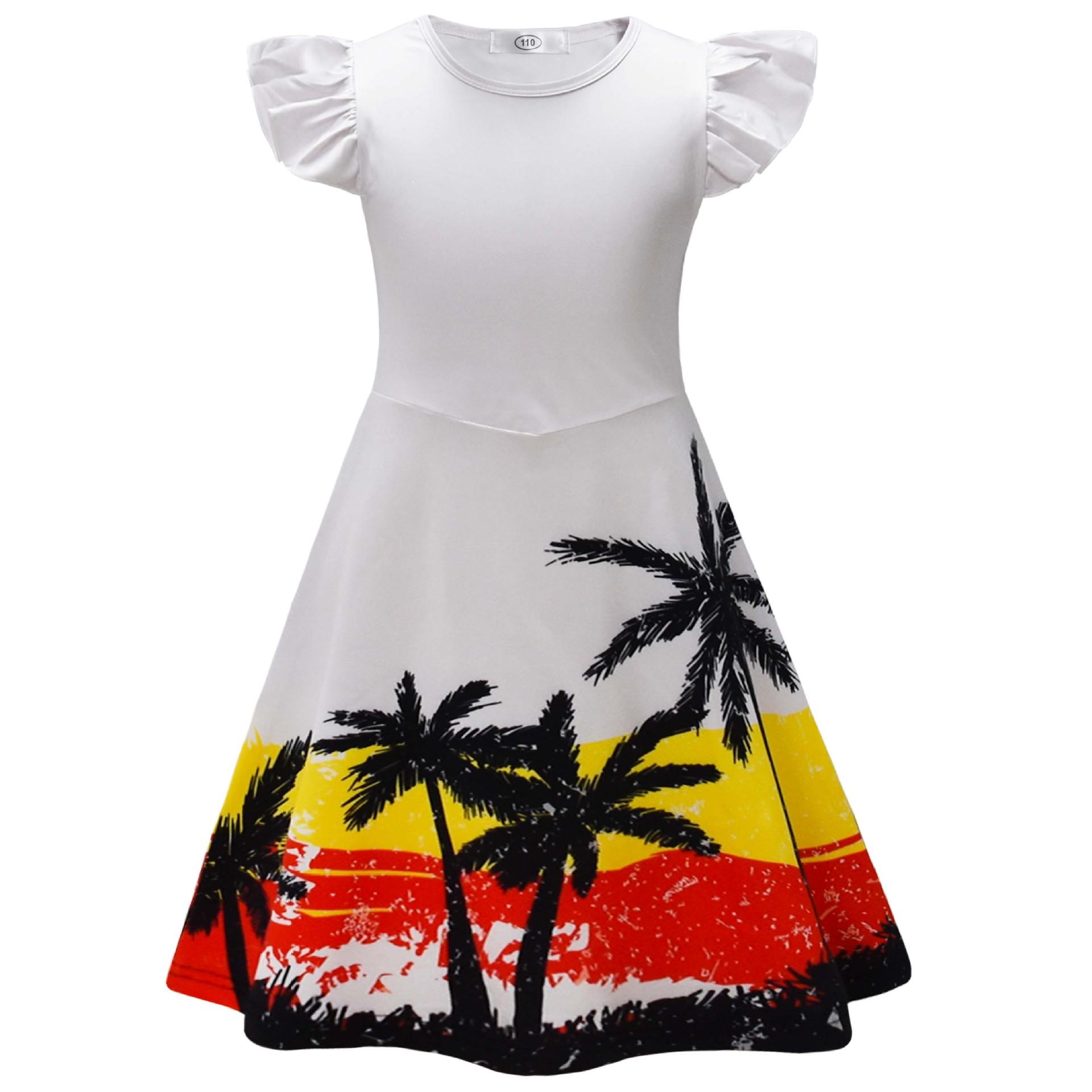 

Kids Skirt Crew Neck Floral Print Casual Fashion Girls Dresses Girls 150
