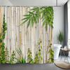 Grønt Bambus Dusjforheng Zen Meditasjon Natur Botanisk Polyesterstoff Dusjforheng Baderomsdekor med Kroker