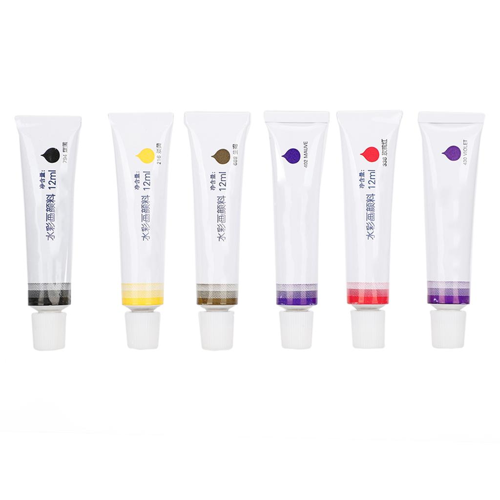 24Pcs Watercolor Paint Set 12ml Professional Aluminum Tube Paintbrush School Art Supplies