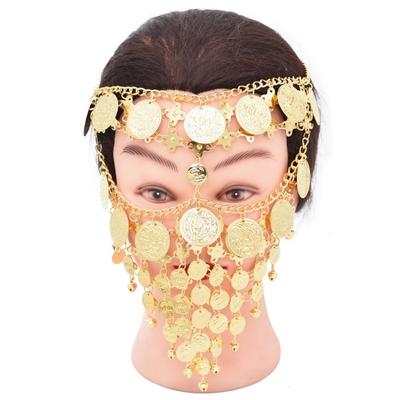 Bauchtanz Metallmünzen Quaste Gesichtskette Frauen Maskerade Cosplay Maske Schleier