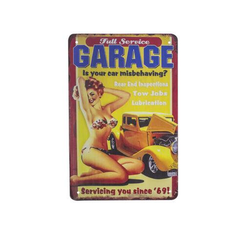 

Retro Metal Full Service Garage Car Girl Wall Sign Novelty Man Cave Shop DecorAluminum 30x40cm(11.8x15.7inch)