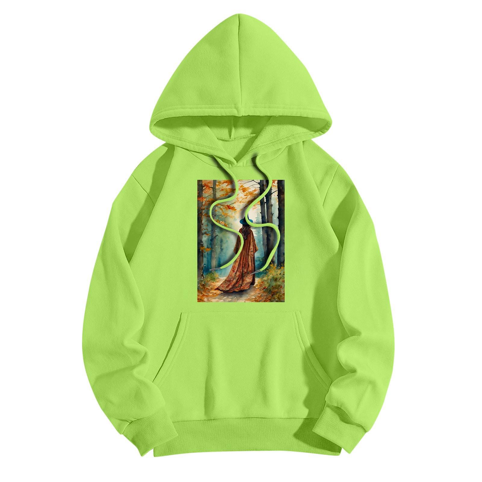 Женская модная повседневная толстовка с капюшоном и принтом ведьмы на Хэллоуин — фото 9