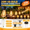 Outdoor LED Faux Tungsten String Lights IP44 Waterproof Warm White for Patio Camping