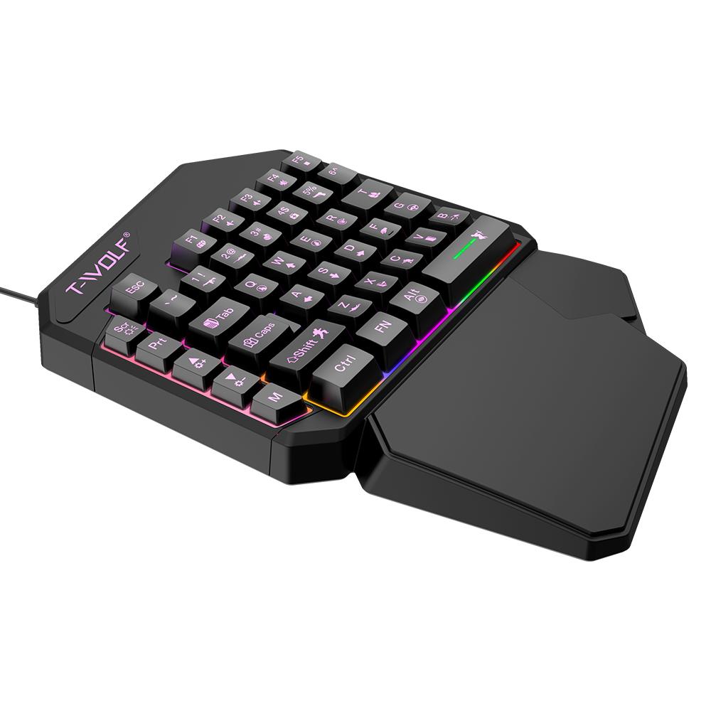 TF900 Single-handed Keyboard RGB Backlit Anti-ghosting Gaming Wired USB Keyboard Mouse Combos