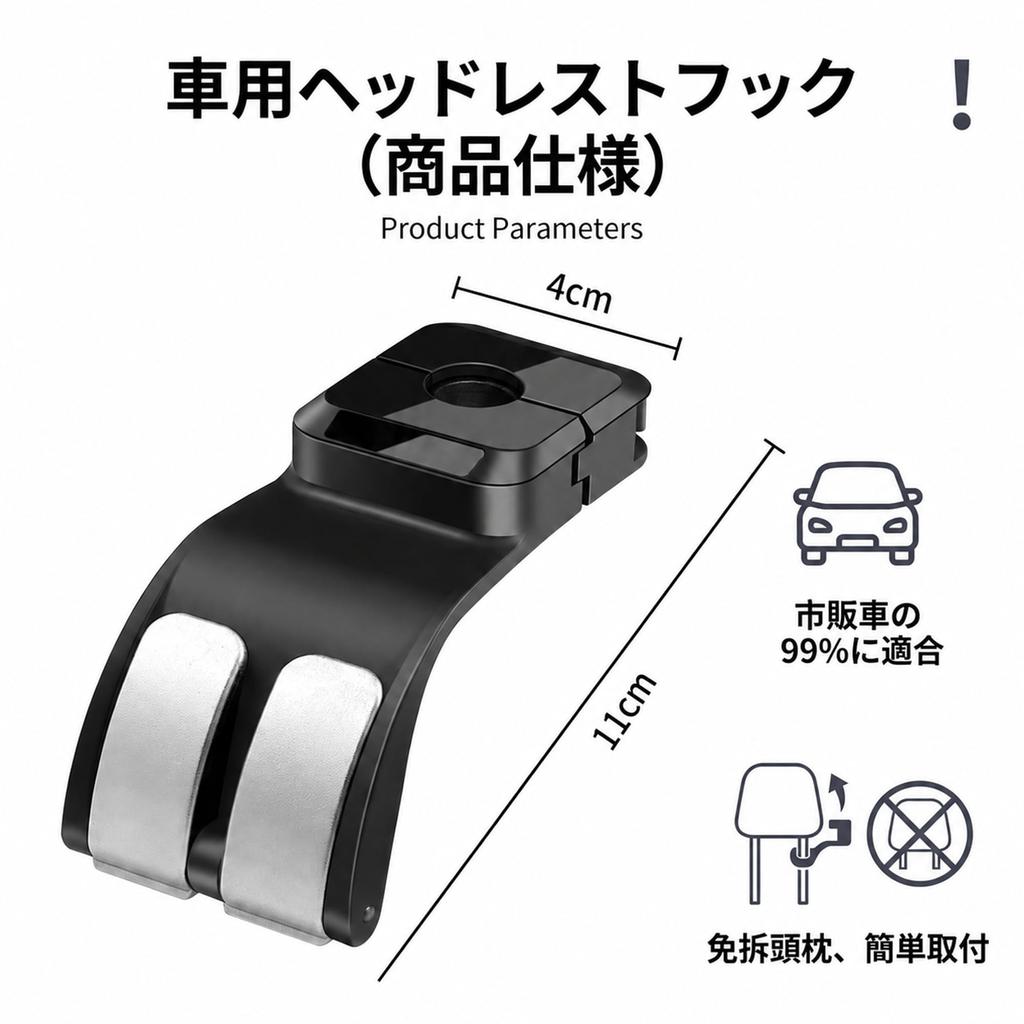 Headrest Car Seat Car Convenient Car Interior Car Interior Luggage 25kg Load Easy Installation Without Removing Set of 2 Hooks, Hooks, Hooks,