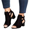 Women Buckle Peep Toe Low Block Heel Booties Boots Sandals Shoes  Casual Fish Mouth Thick Heel Shoes