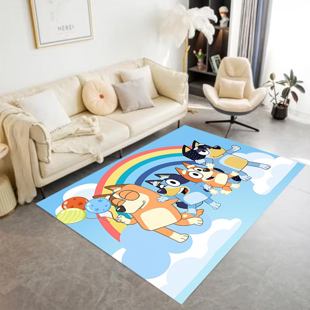 Bluey Friends Adventure Floor Mat Design for Study Room Playrooms Dining Room Kitchen Antislip Carpet Anime Office Decor